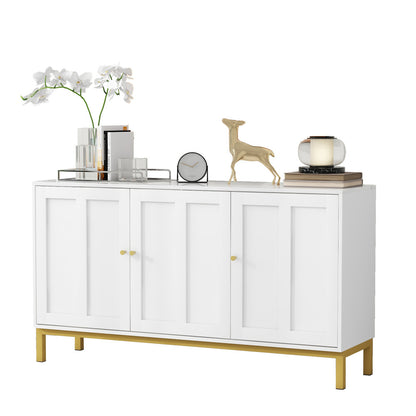 Dressoir – Opbergkast – Buffetkast – Ladekast – Kast – Wit – Marmeren Blad – 3 Deuren – Makkelijk Schoon Te Maken