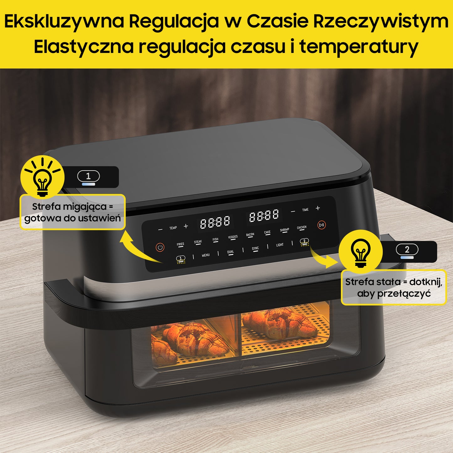 Airfryer – Heteluchtfriteuse – Digitale Friteuse – Gezond Koken – XXL 11L – 2950W Vermogen – Dual-Zone Met Verwijderbare Divider