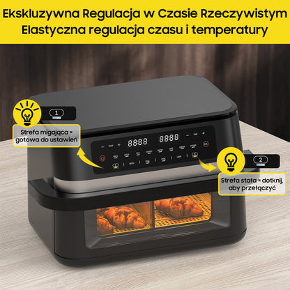 Airfryer – Heteluchtfriteuse – Digitale Friteuse – Gezond Koken – XXL 11L – 2950W Vermogen – Dual-Zone Met Verwijderbare Divider
