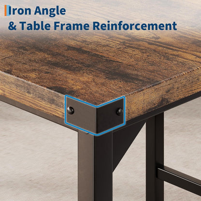 Dining Table Set for 2 W/Footrest & Backrest, Counter Height Table with 2 Bar Chairs, Kitchen Table Set with Corner Protector, for Small Space