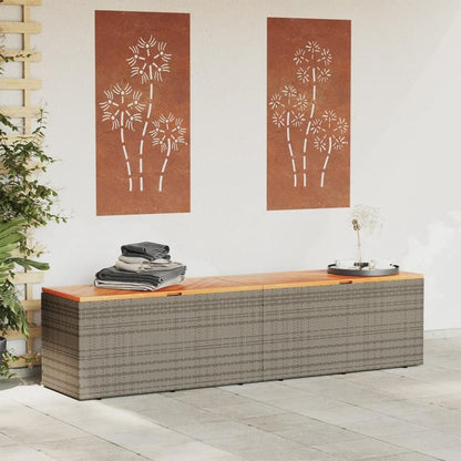 Opbergbox Tuin – Tuinkussenbox – Tuinbox – Tuinkist – Tuinopbergkast – Extra Lang – Geweven Hars Met Acaciahout – Ruim Met Uitneembare Waterbestendige Tas