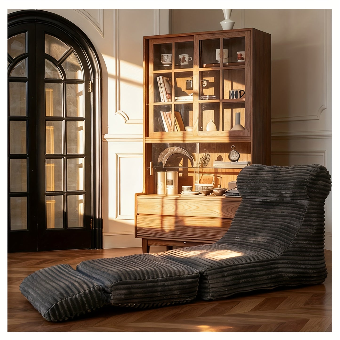 Oversized Zitzak – Zitzak Stoel – Zitzak Poef – Slaapstoel – Relaxfauteuil – Donkergrijs – Plush 3D-Vormgeving – Hoogwaardige Foamvulling