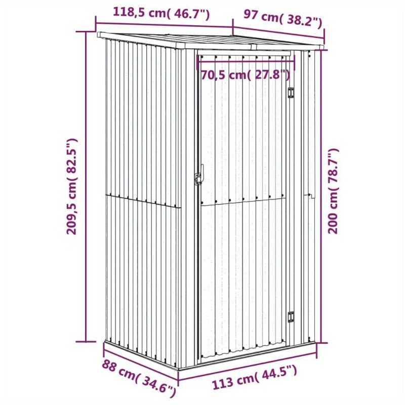 Tuinhuisje – Tuinberging – Tuinschuur – Gereedschapshuisje – Tuinkast – Gegalvaniseerd Staal – Weerbestendig & Verplaatsbaar – Bruin – 118,5x97x209,5 cm
