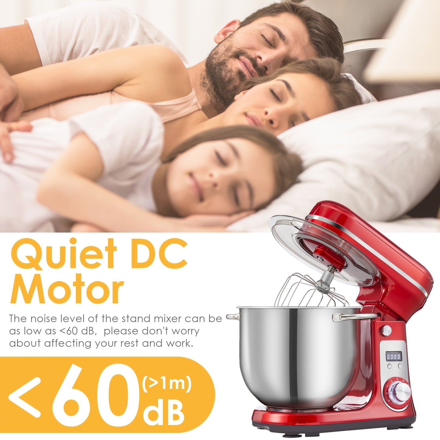 Keukenmixer – Keukenmachine – Keukenrobot – Mixer – Standmixer – 6L Mengkom – 1200W DC Stil Motor – 6 Snelheden met LCD Timer