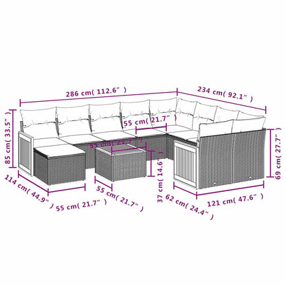 Buitenbank – Tuinbank – Zitbank – Tuinmeubel – Loungebank – Weerbestendig Polyrattan – Inclusief Tafel Met Acaciahouten Blad - Zwart