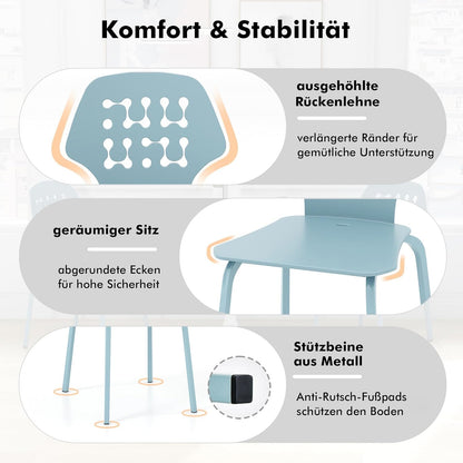 Eetkamerstoel – Keukenstoel – Stoel – Zitstoel – Blauw – Ergonomische Rugleuning – Stevig Metalen Frame 150 kg