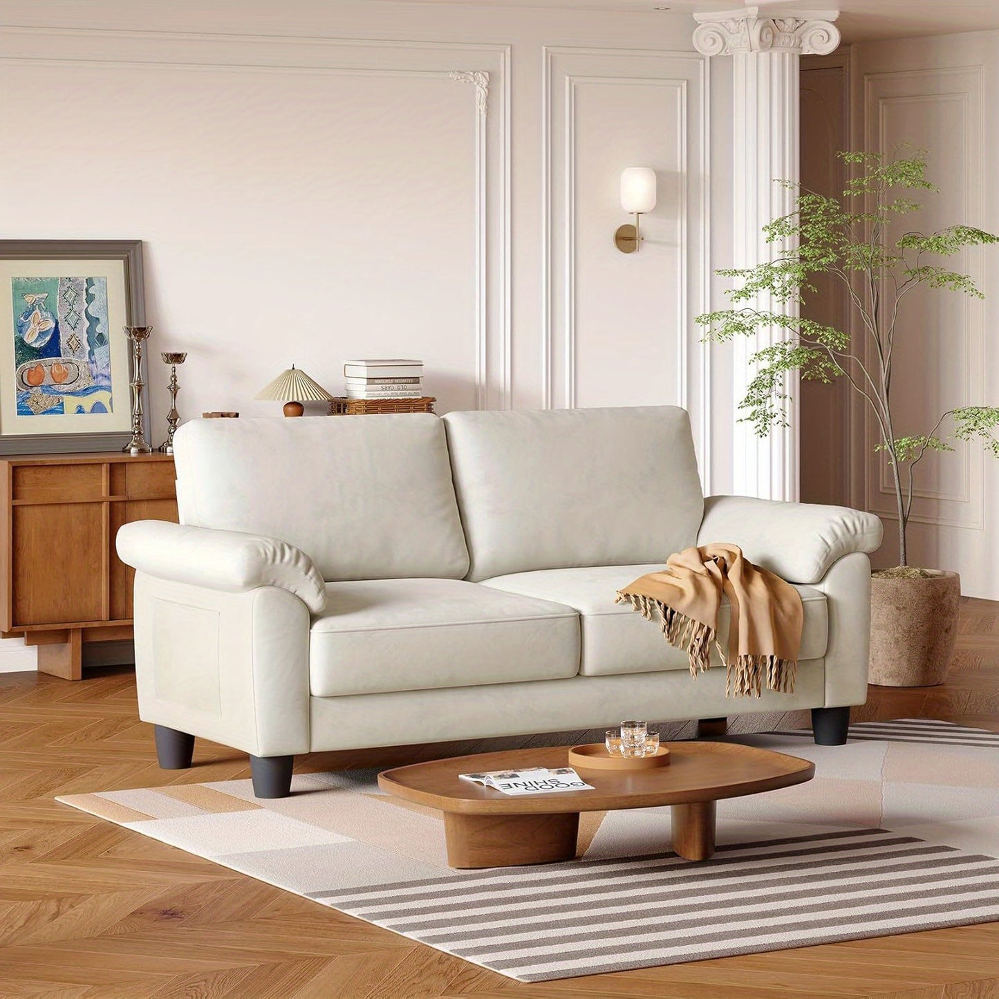 Loveseat – 2-Zitsbank – Bankje – Kleine Bank – Sofa – Compact 177,8 cm – Opbergruimte In Armleuningen – Stevig Houten Frame – Zachte Velvet Bekleding – Moderne Woonkamerbank