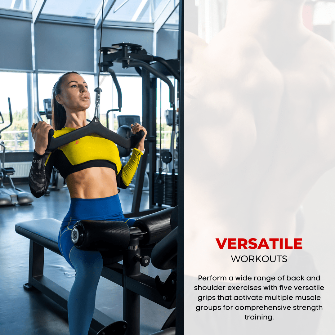 Fitnessgrepen – Trainingsgrepen – Handgrepen – Roeigrepen – Lat Pulldown Grepen – 5 Verschillende Grepen – Comfortabele Foam Rubber Coating
