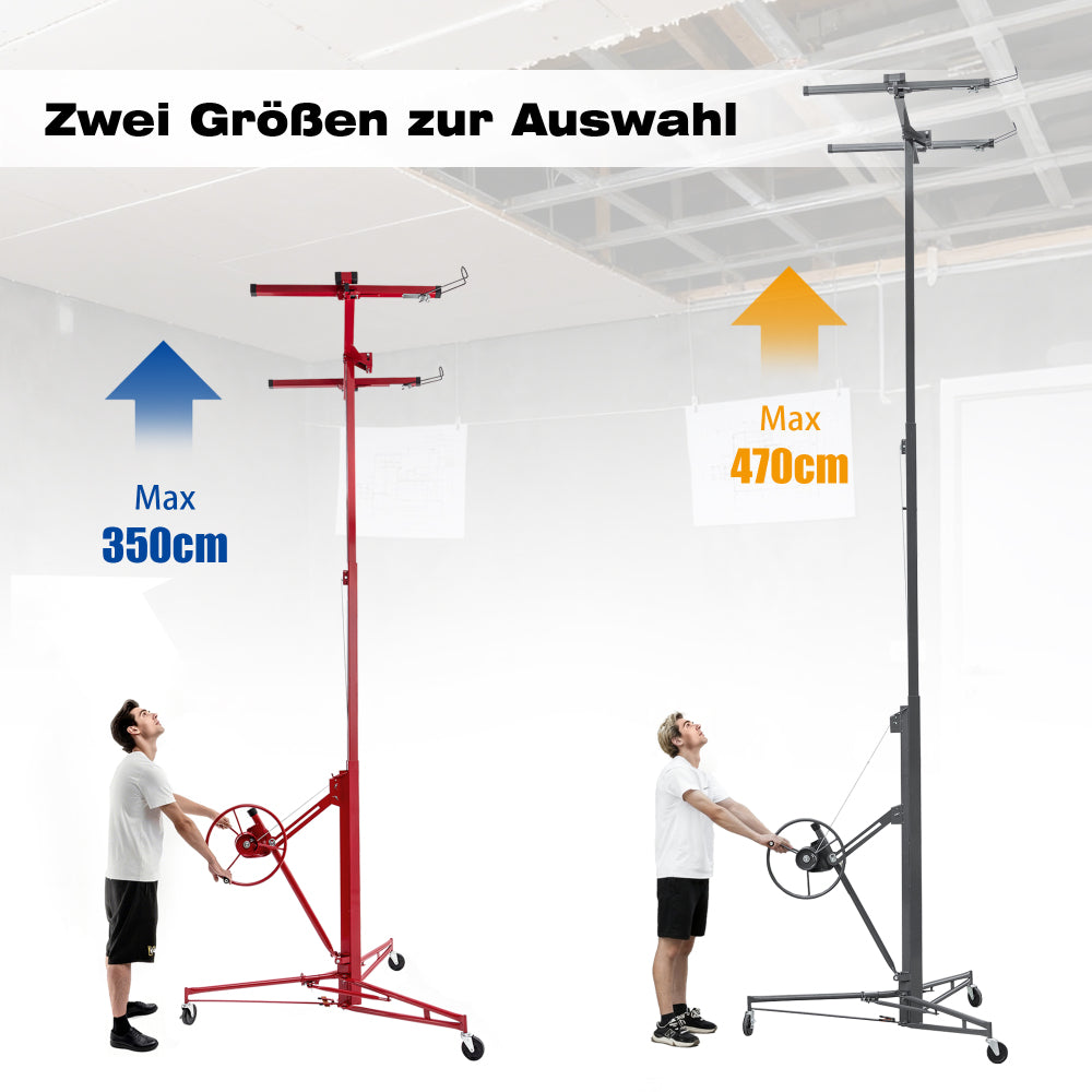 Gipsplaatheftruck – Gypsum Board Lifter – Plaat Tilwagen – Platen Klem – Gipsplaat Tilapparaat – Verstelbare Werkhoogte 140-350 cm – Kantelbaar Tot 60 Graden