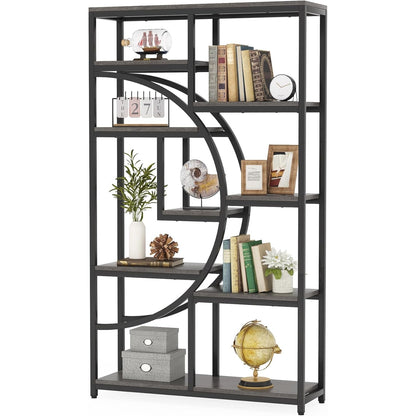 Boekenkast – Boekplank – Boekenrek – Vakkenkast – Opbergkast – Industrieel Design – 5 Laags – Vrijstaand – MDF Hout – Grijs – Ruimtebesparend – Eenvoudige Montage