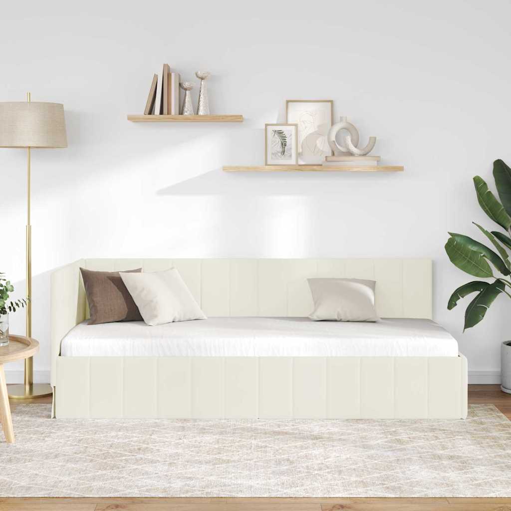 Bedframe – Bedombouw – Slaapbank – Ledikant – Slaapmeubel – Geel – 100x200 cm – Stevig Plaatmateriaal – Fluwelen Hoofdeinde