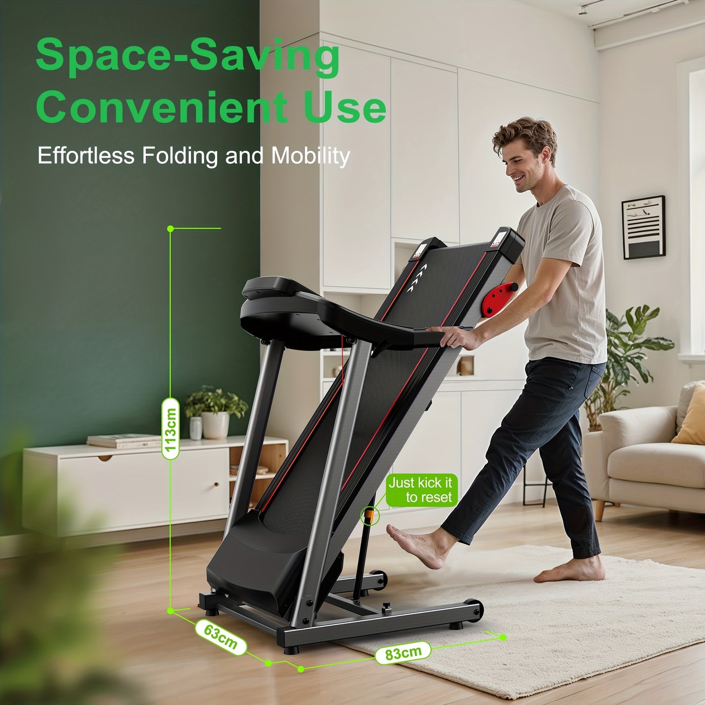 Loopband – Hardloopband – Wandelband – Treadmill – Walking Pad – 3 Hellingsniveaus – 2,5 PK Motor – Max 12 km/u – Draagvermogen 120 kg – App Compatible – Compact Design