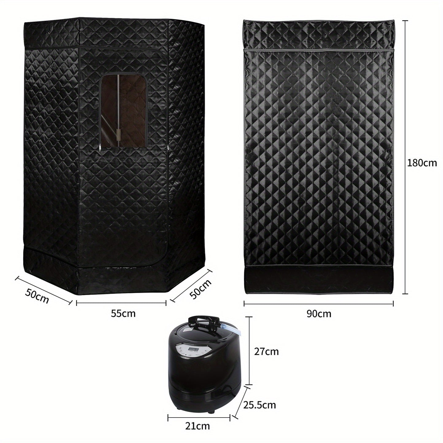 Sauna cabine – Sauna box – Draagbare sauna – Binnensauna – Mobiele sauna – Compact ontwerp 90x90x180 cm – Waterdicht en duurzaam staal-frame zonder elektriciteit - Zwart