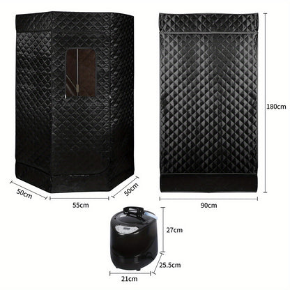 Sauna cabine – Sauna box – Draagbare sauna – Binnensauna – Mobiele sauna – Compact ontwerp 90x90x180 cm – Waterdicht en duurzaam staal-frame zonder elektriciteit - Zwart