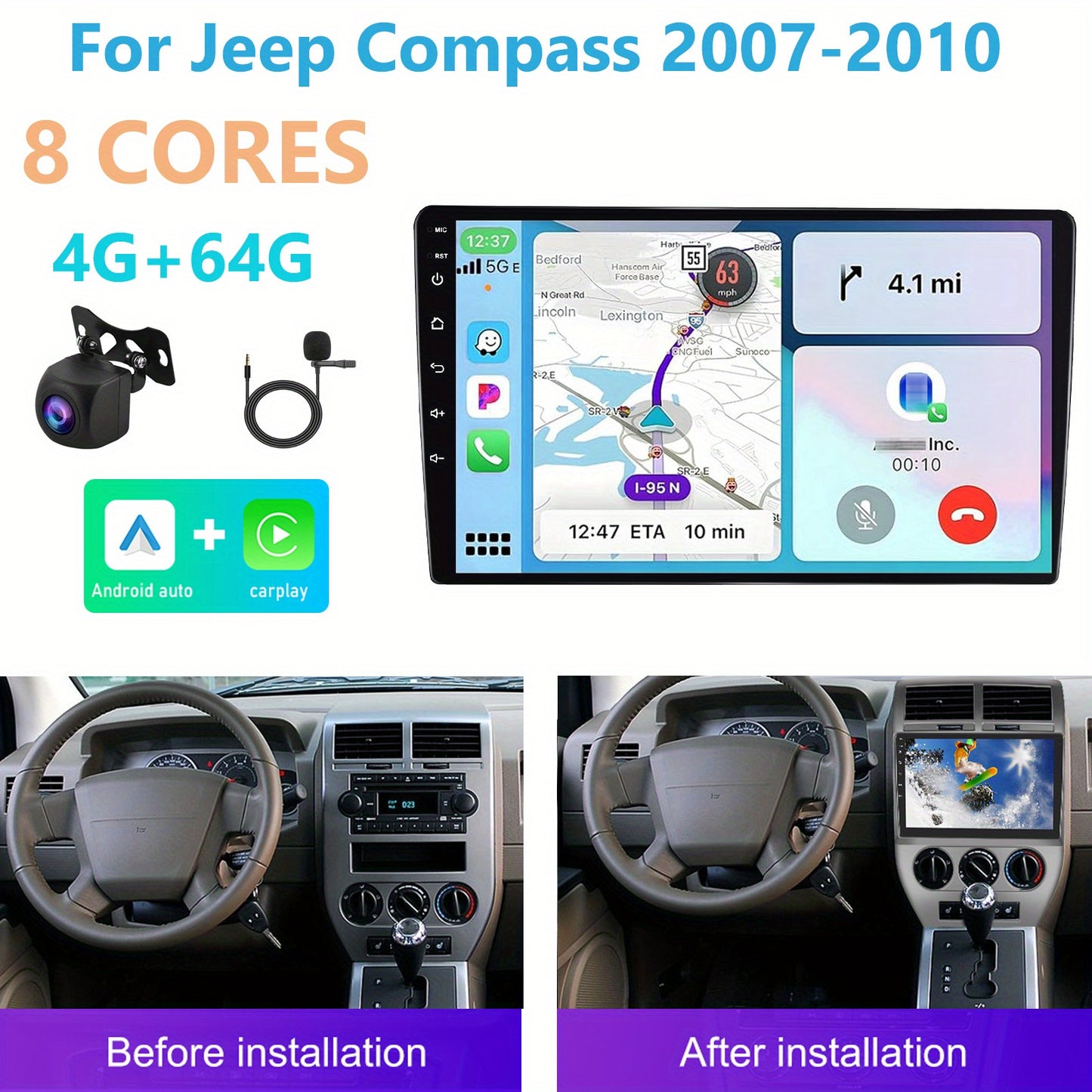 Multimedia Systeem – Autoradio – Car Stereo – GPS Navigatie – Achteruitrijcamera – 10,1 Inch Touchscreen – 8-Kern Processor – Draadloze CarPlay & Android Auto