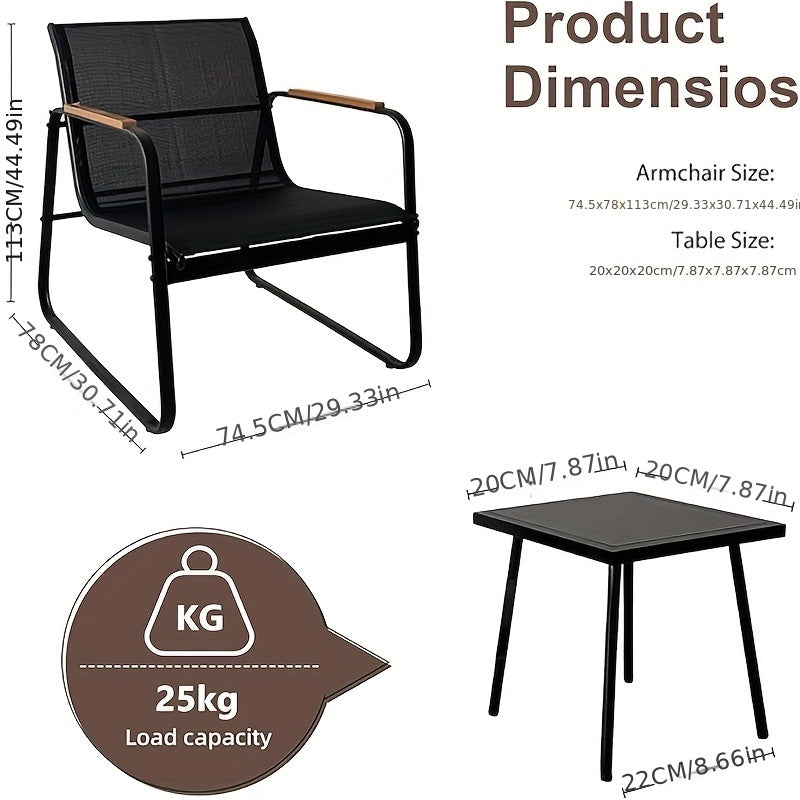 Balkonset – Balkonmeubelset – Bistroset – Tuinset – Loungeset – Weerbestendig – Stalen Frame Met Glazen Tafelblad