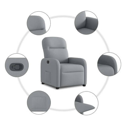 Fauteuil – Relaxstoel – Zitzak – Lounge Stoel – Leunstoel – Lichtgrijs – Stofbekleding – Verstelbare Rugleuning – Houten Frame