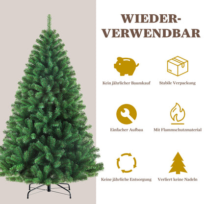 Kunstkerstboom – Nepkerstboom – Kerstboom Kunst – Sierboom – Groene Kerstboom – 210 cm Hoog – 1050 Dichte PVC Takken – Metalen Voet – Eenvoudige Montage