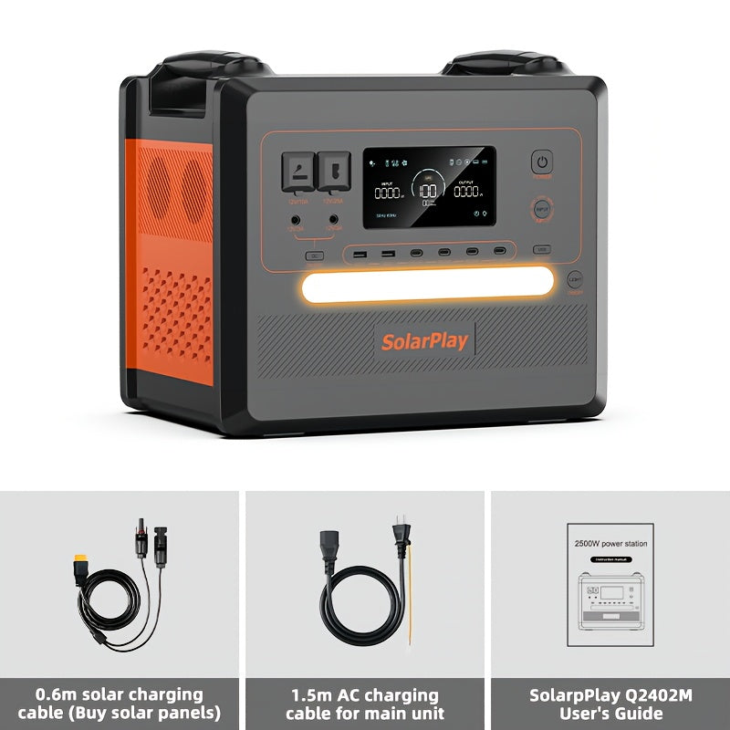 Powerstation – Mobiele Stroomgenerator – Draagbare Accu – Noodstroomvoorziening – Energiecentrale – 2304Wh Capaciteit – 2500W Continu Vermogen