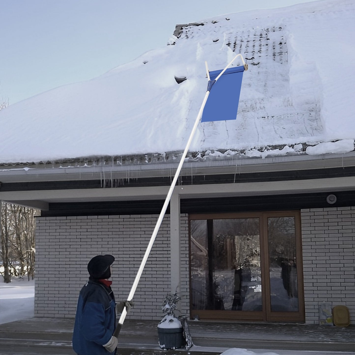Instelbare Dak Sneeuwhark – Sneeuwschuiver – Dakschuiver – Sneeuwruimer – Dakveger – Aluminium & Oxford Materiaal – Telescopisch Design