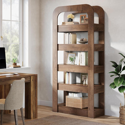 Boekenkast – Boekplank – Boekenrek – Open Kast – Smalle Boekenkast – Industrieel Design – 70,9 Inch Hoog – 5-Lagen Opbergruimte