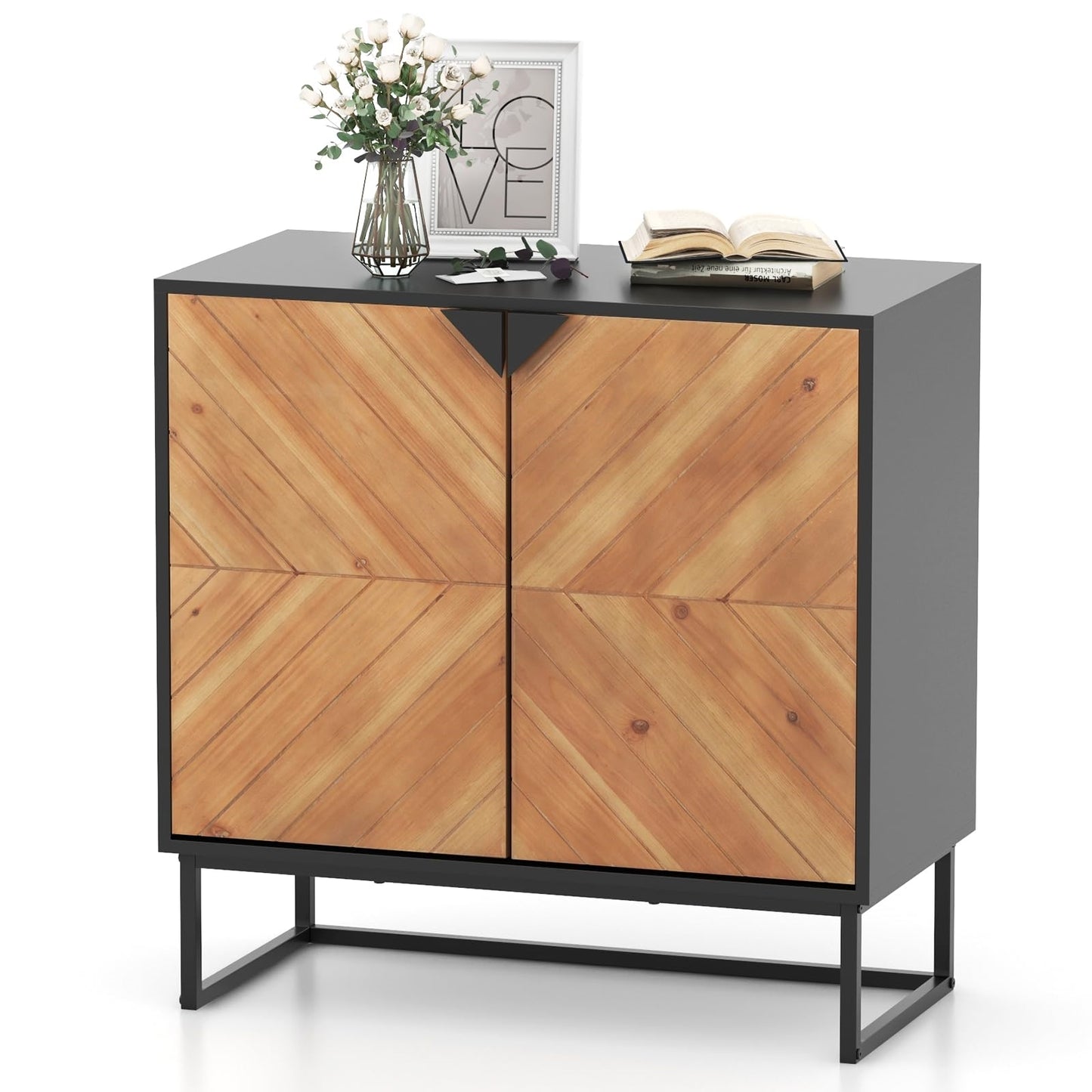 Sideboard – Dressoir – Kast – Buffetkast – Opbergkast – Modern Design – MDF Metalen Pooten – 80x40x80 cm – Zwart