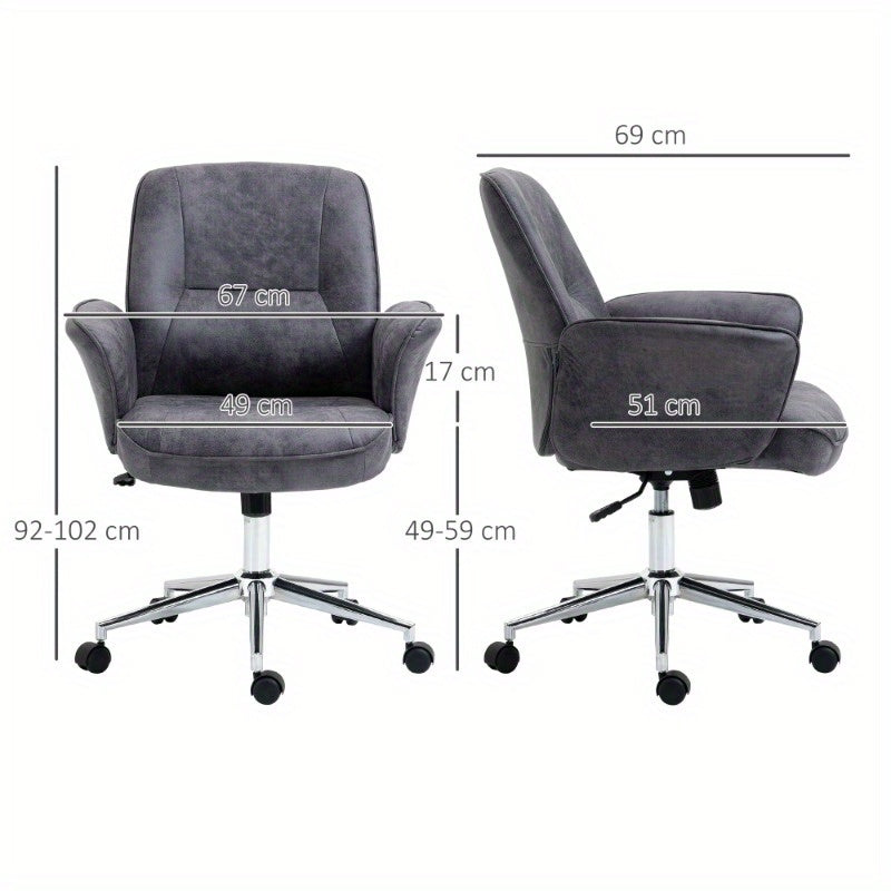 Ergonomische Bureaustoel – Kantoorstoel – Werkstoel – Bureauzetel – Gamestoel – Verstelbare Zithoogte – Kantelbare Rugleuning – Grijze Stof – Draagt Tot 120 kg