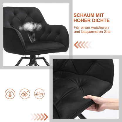 360° Draaibare Eetkamerstoelen – Draaistoelen – Velvet Stoelen – Bureaustoelen – Zwarte Stoelen – Set Van 2 – Ergonomisch Met Armleuningen – Stevige Metalen Pootjes