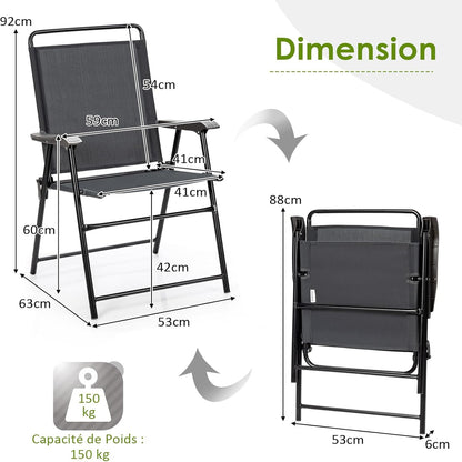 Opvouwbare Tuinstoelen Set – Tuinstoelen 4 Stuks – Klapstoelen Buiten – Balkonstoelen – Campingstoelen – Stevig Stalen Frame – Ademend Weerbestendig Materiaal