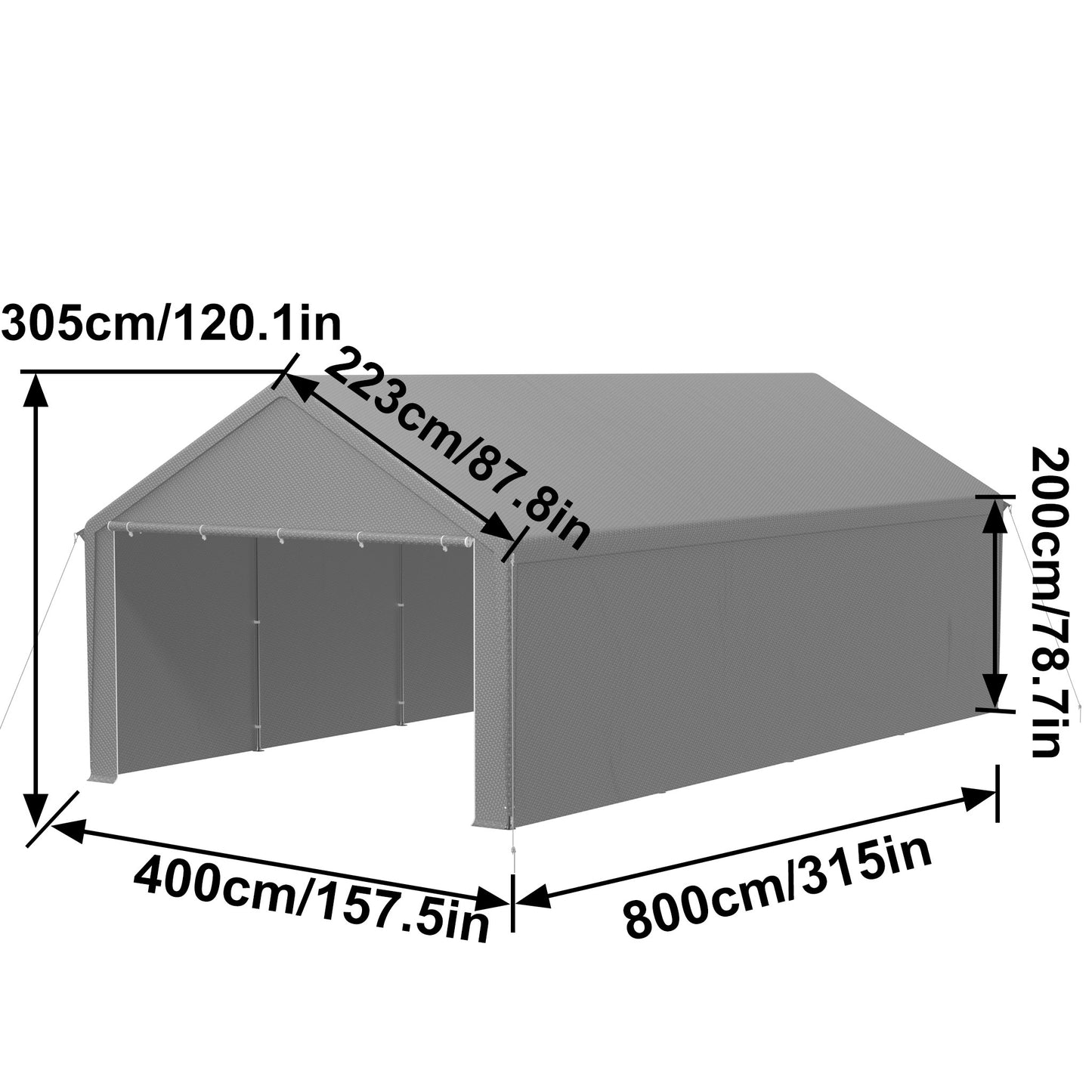 Opvouwbare Opslagtent – Tuinkantoor – Garage Tent – Feesttent – Buitenschuur – 4x6 Meter – Stevig Gegalvaniseerd Staal – Rolluiken Met Rits