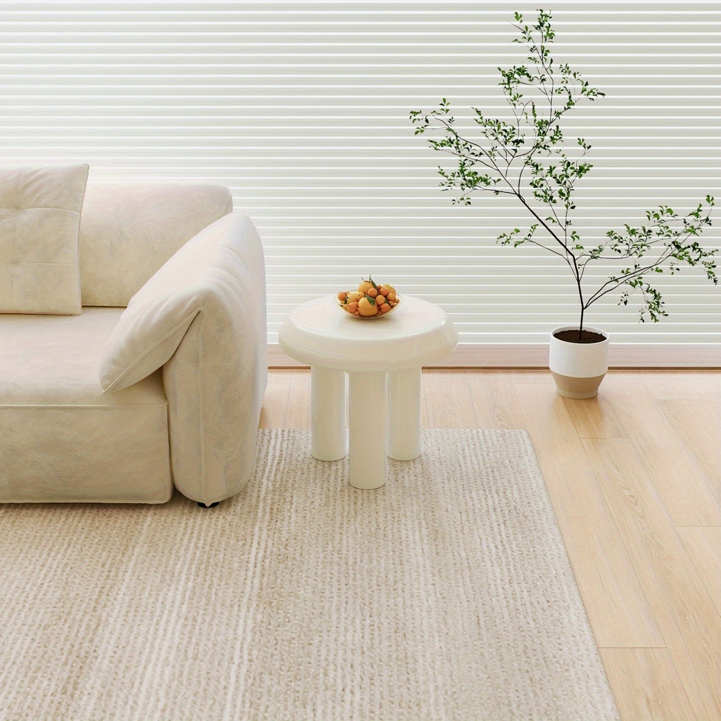 Bijzettafel – Sidetable – Salontafel – Nachtkastje – Banktafel – Ronde Kleine Tafel – Milky Wit – Compact & Eenvoudig Te Monteren