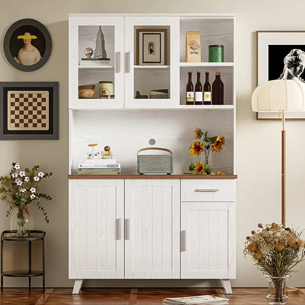 Dressoir – Buffetkast – Opbergkast – Wandkast – Kast – Witte Houtnerf – Hoog 190 cm – Hardhout