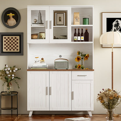 Dressoir – Buffetkast – Opbergkast – Wandkast – Kast – Witte Houtnerf – Hoog 190 cm – Hardhout