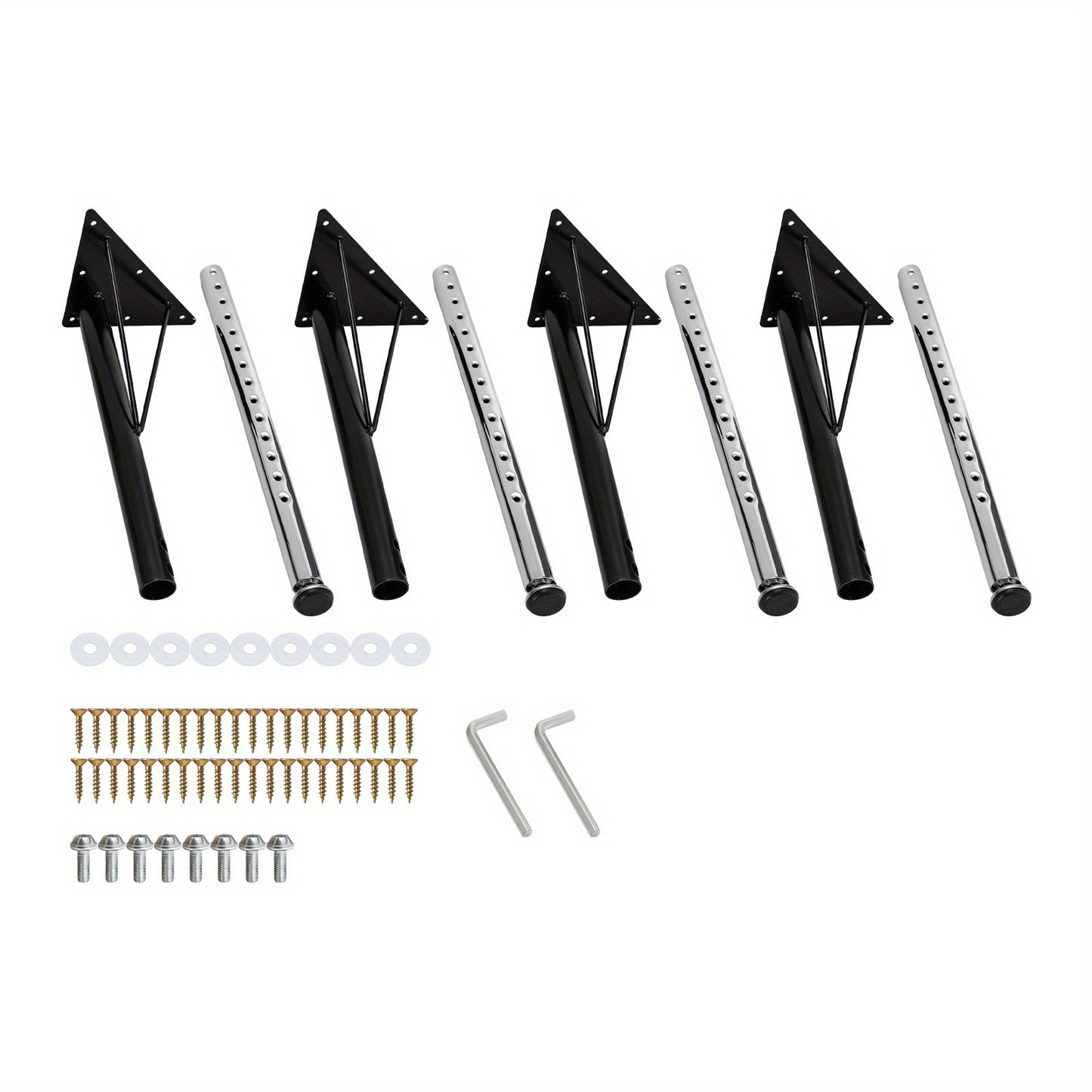 Verstelbare Tafelpoten – Tafelpoten Met Verstelbare Hoogte – Meubelpoten – Bureau Poten – Eettafel Poten – Zwarte Metalen Constructie – Verstelbaar 44,5-73,5 cm – Antislip Rubber Voetjes – Stevig Tot 300 kg