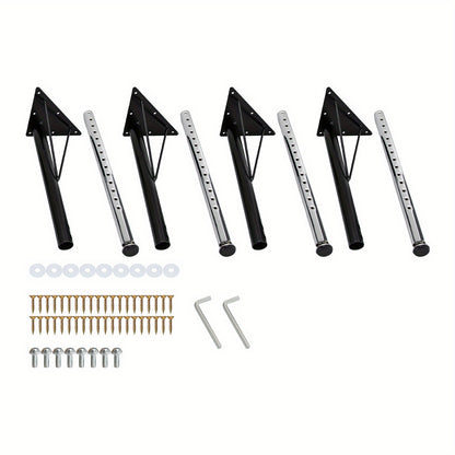 Verstelbare Tafelpoten – Tafelpoten Met Verstelbare Hoogte – Meubelpoten – Bureau Poten – Eettafel Poten – Zwarte Metalen Constructie – Verstelbaar 44,5-73,5 cm – Antislip Rubber Voetjes – Stevig Tot 300 kg