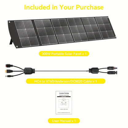 Draagbaar Zonnepaneel – Solar Panel – Opvouwbaar Zonnepaneel – Zonne-energie Kit – Offgrid Stroomvoorziening – 300W – Hoog Vermogen – Lichtgewicht & Weerbestendig