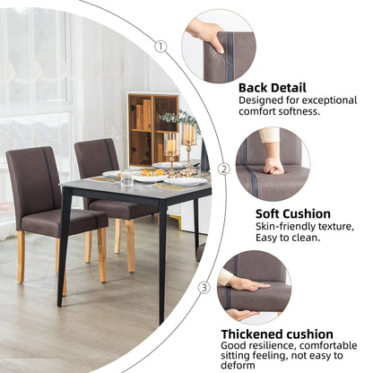 Eetkamerstoelen – Stoelen – Kuipstoelen – Zitmeubels – Zithoeken – Massief Houten Poten – Comfortabel Schuim Zittingen – Hoogte Rugleuning – Donkerbruin