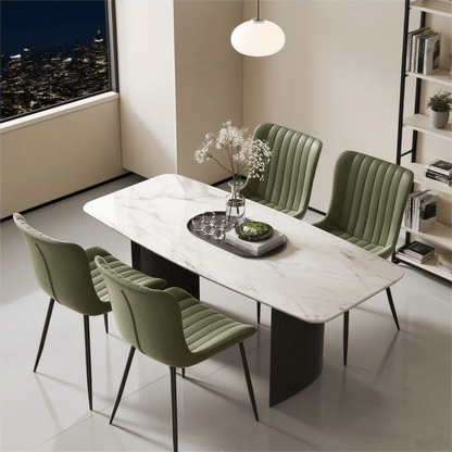Groene Eetkamerstoelen – Stoelen – Dining Chairs – Armloze Stoelen – Keukenstoelen – PU-Lederen Zitting – Stevig Massief Hout Frame