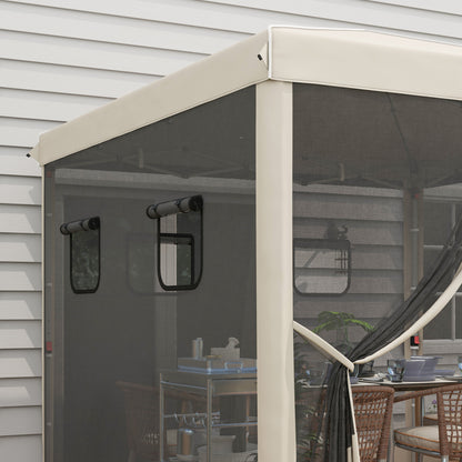 Inklapbaar Tuinpaviljoen – Vouwtent – Tuinkraam – Overkapping – Partytent – Hoogte Verstelbaar – Met Muskietennet – 3x3 Meter Beige