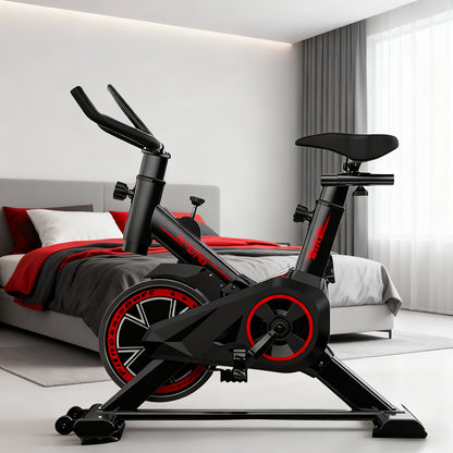 Beentrainer – Fietstrainer – Pedalen Trainer – Fitnessapparaat – Leg Exerciser – Compact Design – Geluidsarme Werking – Traploze Weerstand – Rood Zwart – Stevige IJzeren Constructie