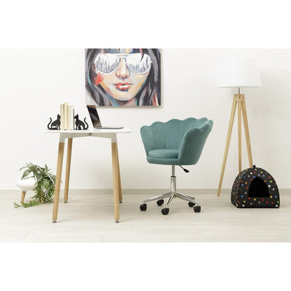 Velvet Bureaustoel – Bureaustoel Met Wieltjes – Fauteuil – Werkstoel – Office Chair – Petrol Groen – Ergonomische Shell Rugleuning – Verstelbare Hoogte 69x71x84 cm