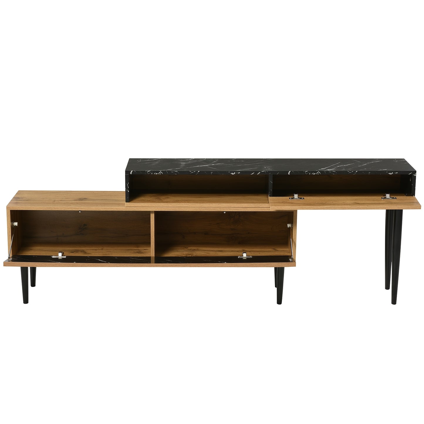 Modern TV‑kast / TV‑cabinet in Wit & Hout – 180 × 50 × 38 cm – Vrijstaand Mediameubel voor Woonkamer of Studio