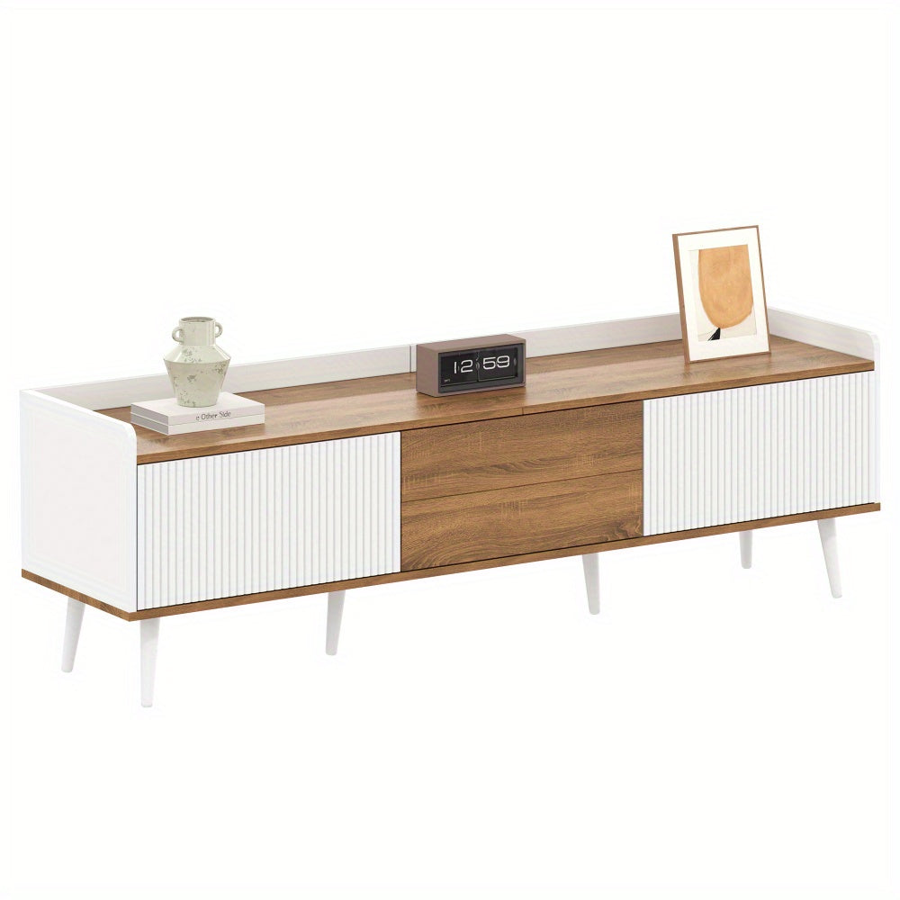 Tv-meubel – Tv-kast – Tv-stand – Dressoir – Media-kast – Compact Design – Zwart & Natuurlijk Hout – 160x39x49,5 cm – Duurzame Constructie