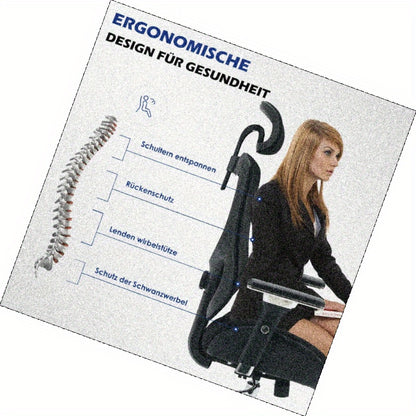 Ergonomische Bureaustoel – Bureaustoel voor Langere Mensen – Kantoorstoel – Werkstoel – Gamingstoel – Zwart – 4D Verstelbare Armleuningen – Rug- en Nekondersteuning