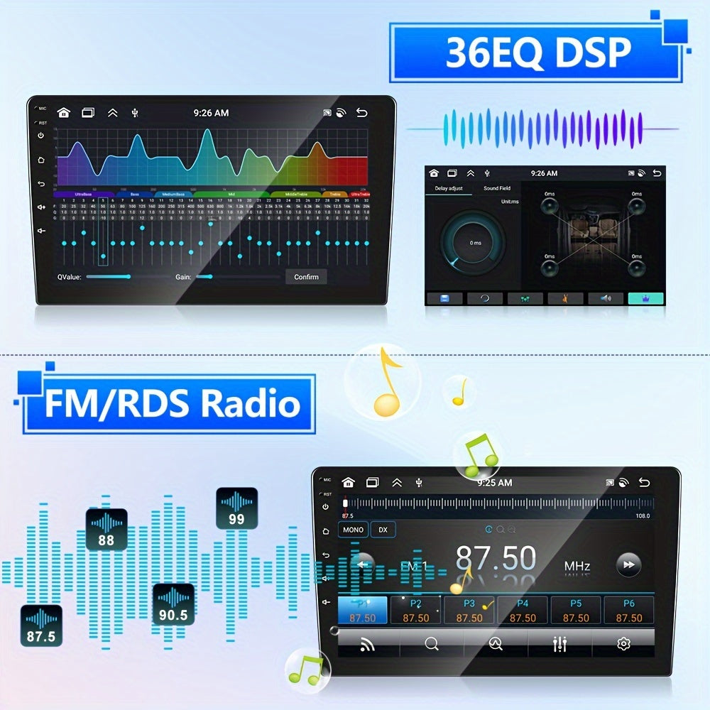 Android Autoradio – Autoradio, Navigatiesysteem, Multimedia, DAB Radio – 25,65 cm IPS Touchscreen – Android 13, Draadloos CarPlay & Android Auto