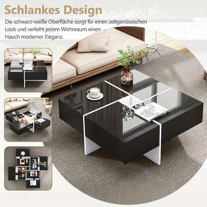 Koffietafel – Salontafel – Tafel – Bijzettafel – Centertafel – Hoogglans Afwerking – Metalen Constructie 70x70x35cm
