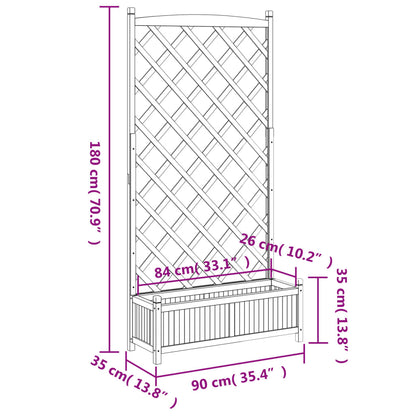 Plantenbak – Tuinbak – Plantenbak Met Klimrek – Houten Plantenbak – Massief Dennehout – 90x35x180 Cm – Ventilatie En Afwatering