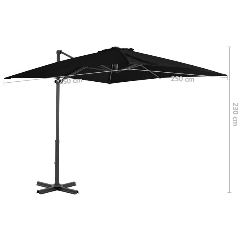 Parasol – Zonnescherm – Luifel – Schaduwdoek – Drijvende Parasol – 250 X 250 Cm – Aluminium Paal – Verstelbaar En Draaibaar