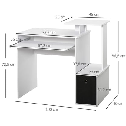 Bureau – Computertafel – Werkplekmeubel – Thuiswerkbureau – Laptoptafel – Compact formaat 100x40 cm – Melamine afwerking wit