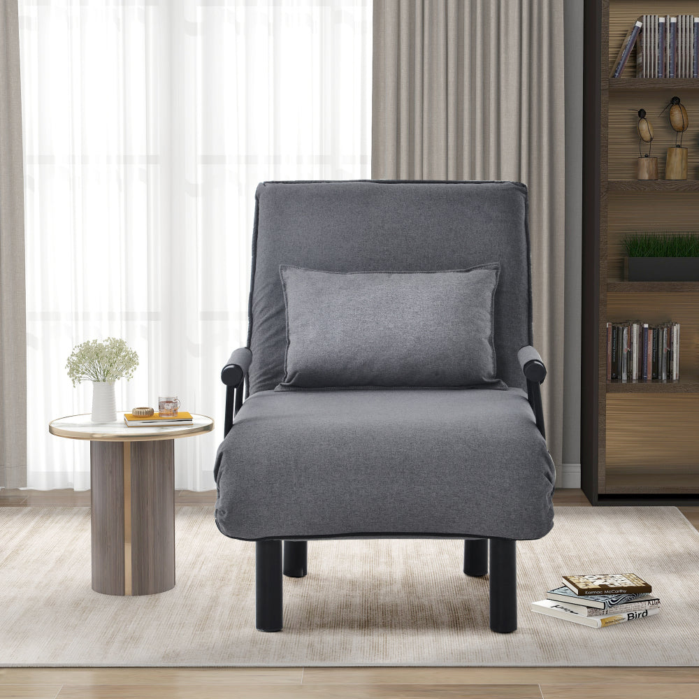 Slaapstoel – Slaapfauteuil – Slaapbank – Logeerbed – Zetelbed – Verstelbare Rugleuning 6 Posities – Inklapbaar en Ruimtebesparend – Comfortabele Zitting met Kussens